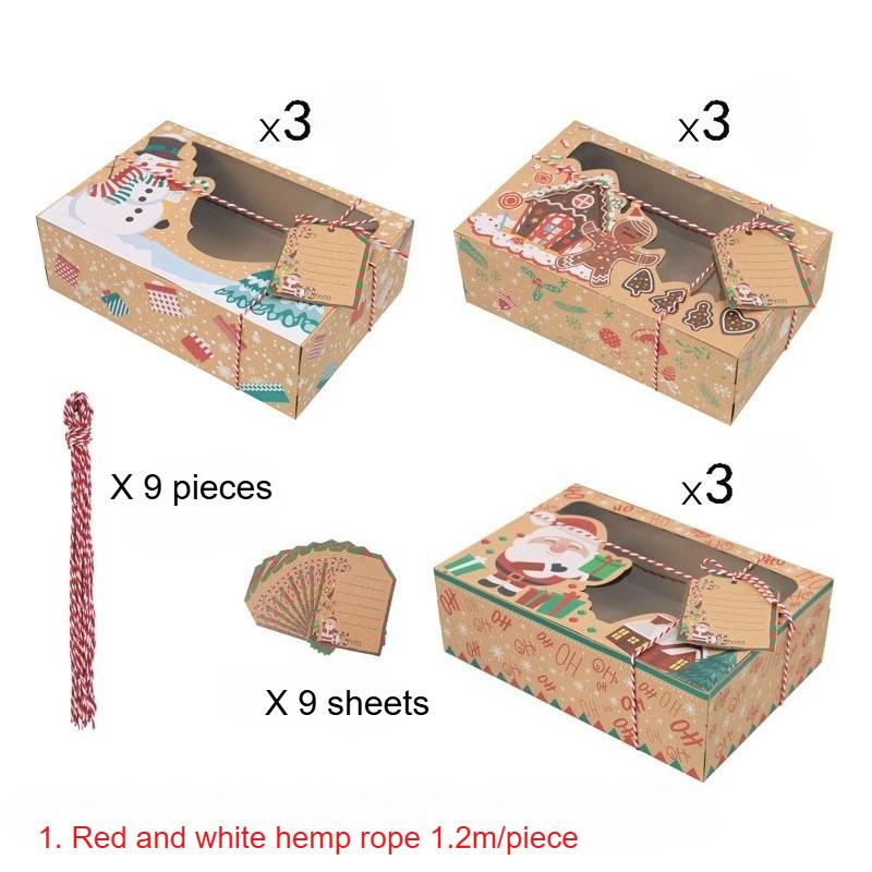 27pcs/set Christmas Gift Boxes with Clear Window - Festive Kraft Paper Packaging Containers for Various Presents, Cookie Box