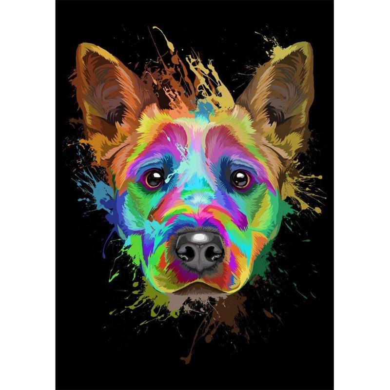 Abstract watercolor, French bulldog, pups, posters, canvas printing, colorful picture of a dog, wall painting for the living room, quadros