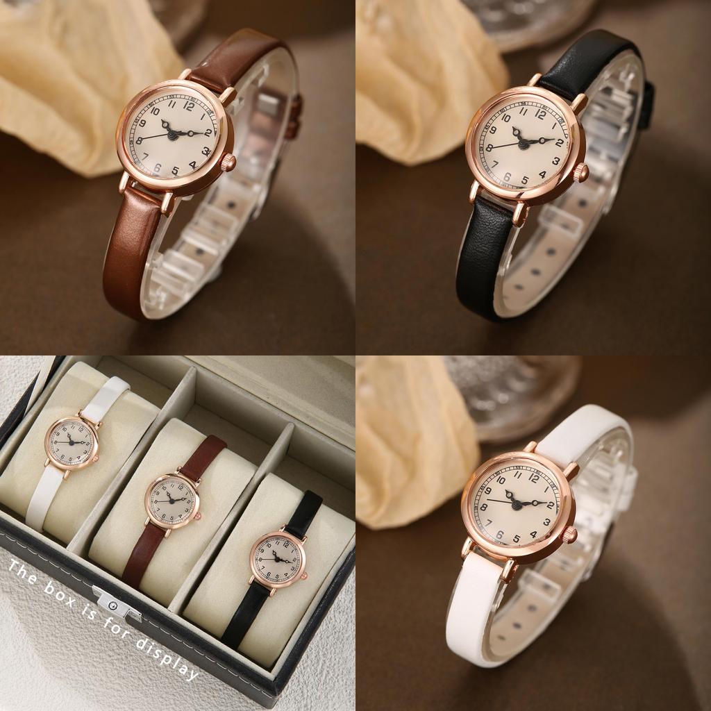 Minimalist Quartz Watch For Women With Leather Strap And Round Dial For Casual Daily Wear