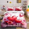 Romantic Hearts and Floral Set kid's and adults' bedroom decor, Exquisite three-piece bedding set gift