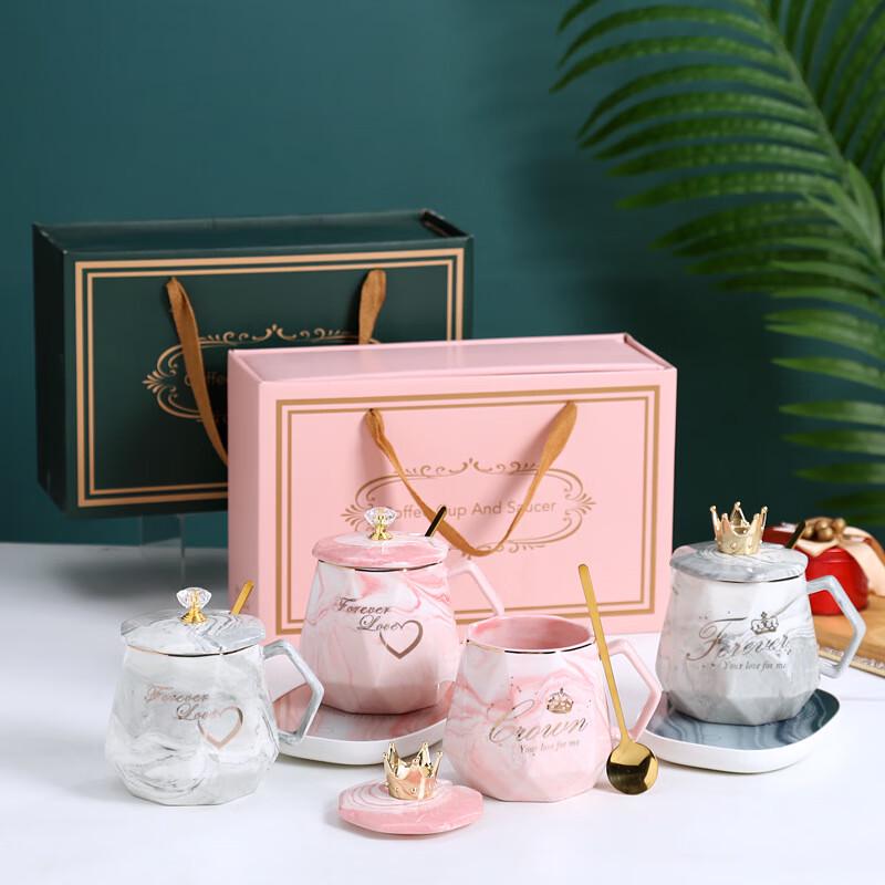 UD55° Marble Pattern Ceramic Warming Mug Gift Set