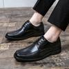 Large Size Men's Shoes Leather Shoes Fashion Men's Business Dress Shoes Trend Simple Square Head Leather Shoes Derby Shoes