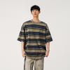 Herren Gestreiftes Lockeres Rundhals Casual Kurzarm T-Shirt