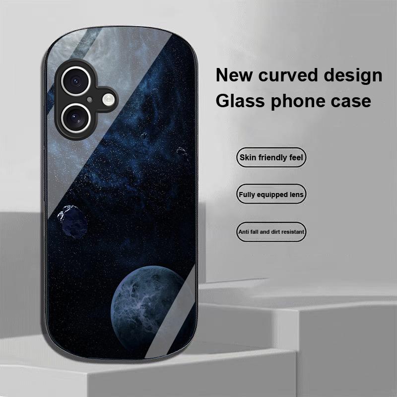 Space Planet For Apple IPhone 16 11 13 15 14 Pro Max 12 Mini 7 8 Plus XR X XS Elliptical Shaped Tempered Glass Phone Case