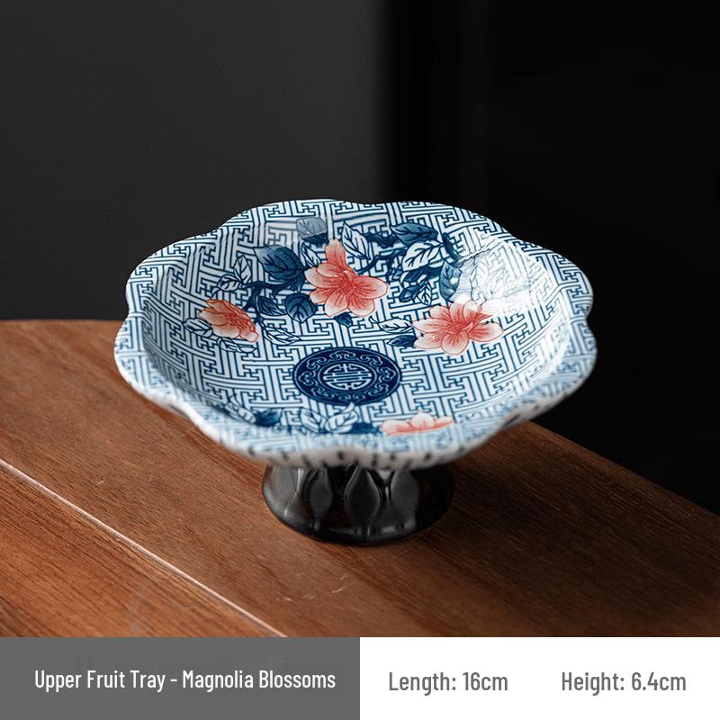 Vintage Blue-and-White Ceramic Fruit and Dessert Plate