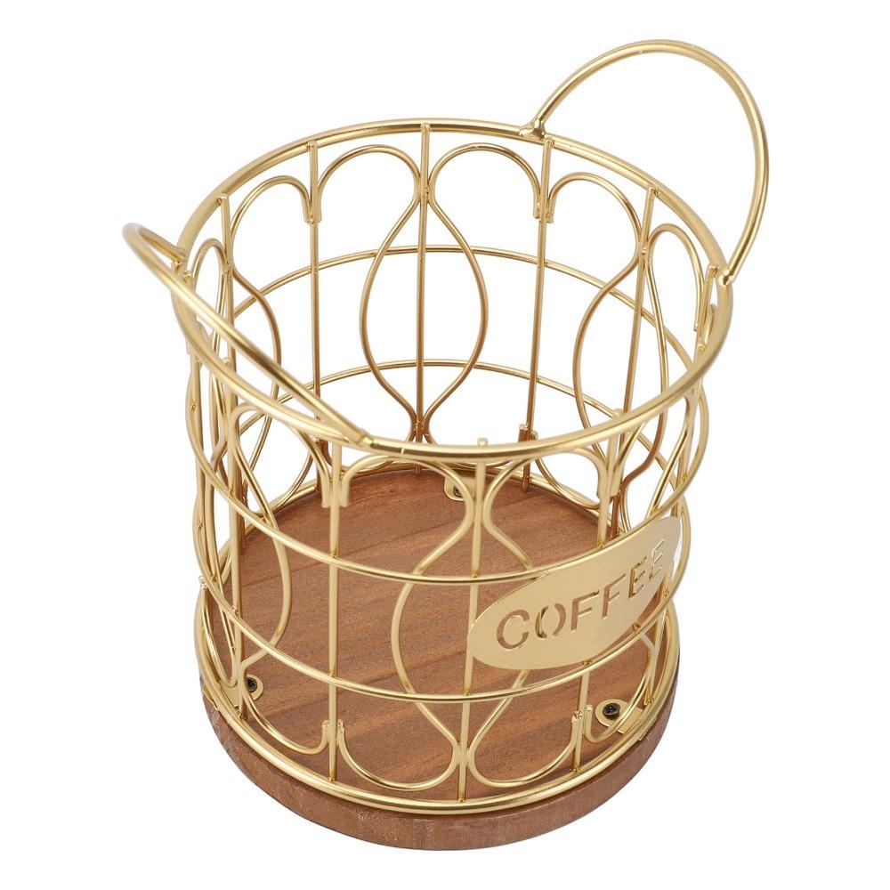 Decorative Round Coffee Pod Basket Metal Coffee Capsule Storage Basket  Kitchen Countertop