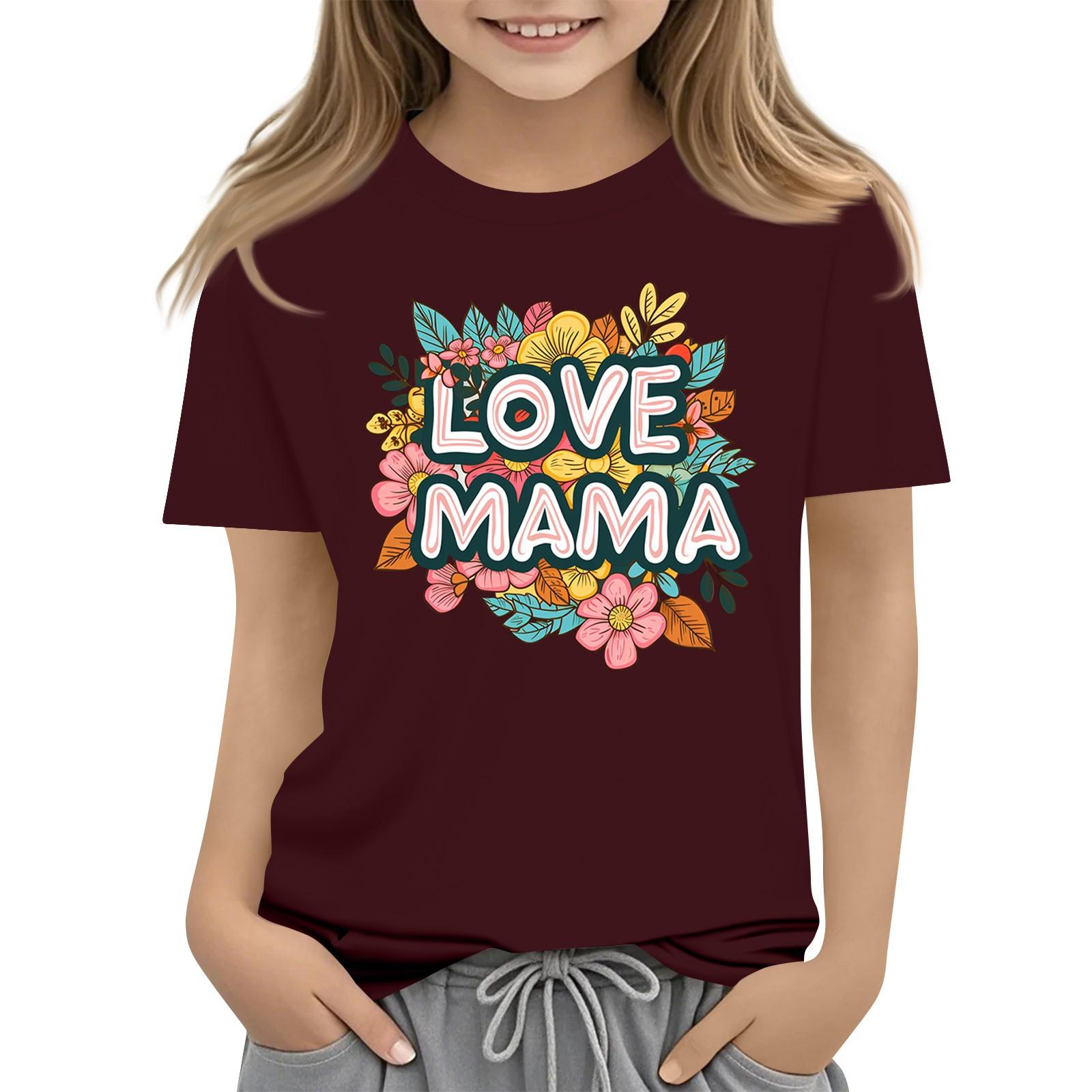 

Children s Fashion Daily Printed Round Neck Short Sleeved Casual T-shirt Top 130 винний