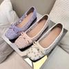 Sweet Daisy Embroidery Design Brand Ballet Flats Women Cute Square Toe Bow Decorated Mary Jane Shoes Cozy Mesh Low Heel Loafers