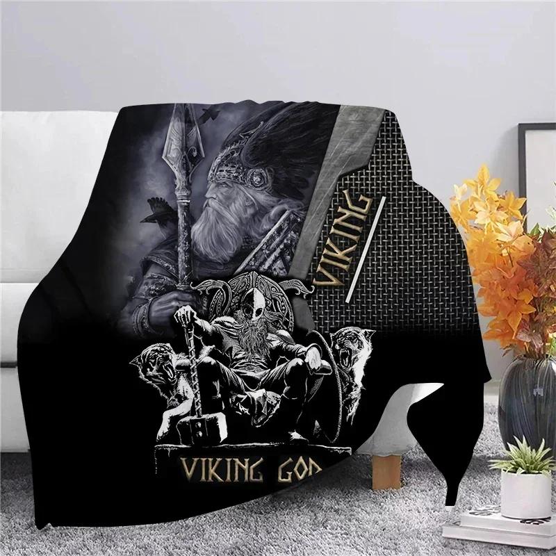 Viking Warrior Flannel Blanket,Warm Soft Cozy Throw Blanket For Bedroom Bed Sofa Travel,Teen Adult Black Home Decor Blanket Gift