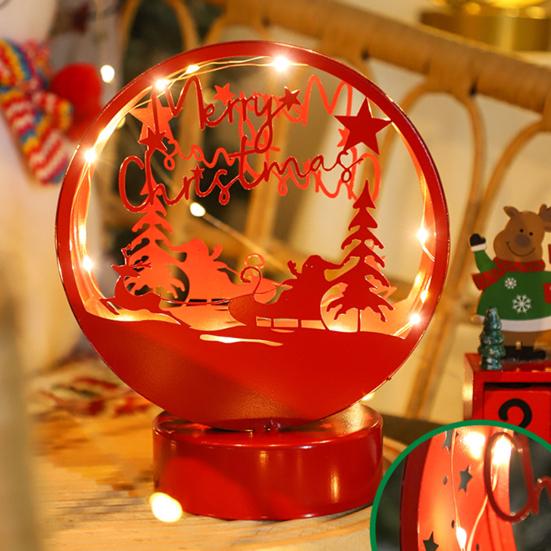 Christmas Night Light LED Elk Silhouette Decoration Lighted Santa Claus Table Centerpiece Snowman Nightlight for Kids Bedroom Festive Party Decor