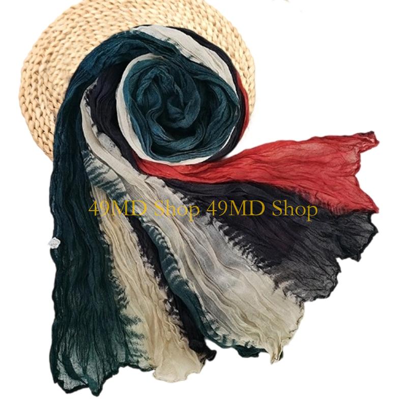 49MD Fashion Crinkled Scarf Stylish Layering Neckwear Polyester Long Scarf For Women