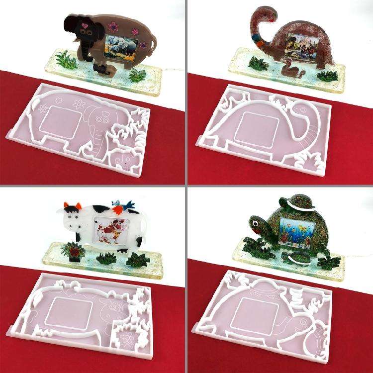 Elephant Cow for Turtle Photo Frame Pendant Silicone Mold Resin Casting Jewelry