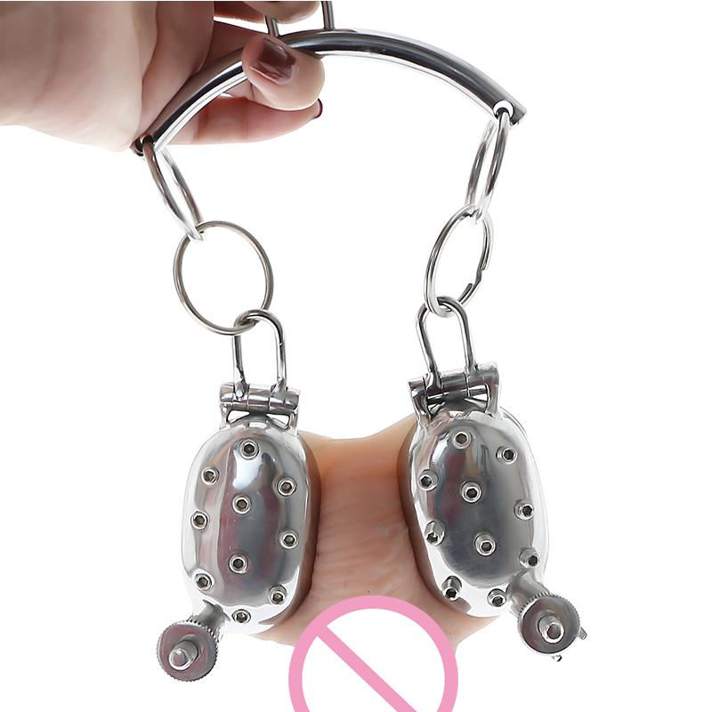 Evil Shells, oțel inoxidabil, targă cu bile și concasor cu bile, cu țepi CBT, inel pentru cocoș, minge, durere și plăcere, satisfacție