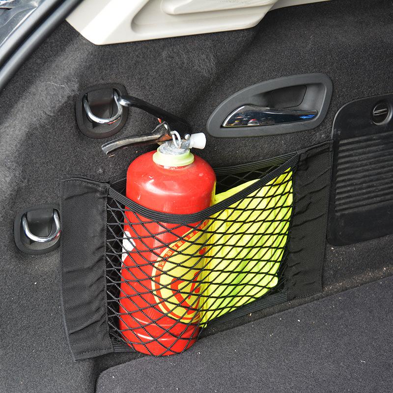Self-Adhesive Magic Tape Car Trunk Mesh Storage Organizer Elastic Cargo Net Pocket Universal Trunk Seat Back Storage Accessories