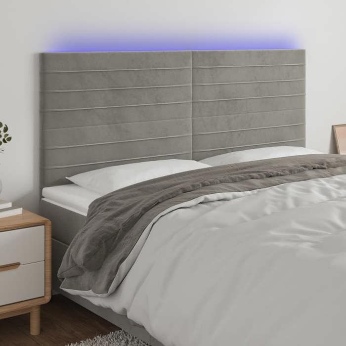 VidaXL Tête de Lit à LED Meuble de Chambre à Coucher Accessoire de Lit Double Tête de Cadre de Lit Intérieur Gris Clair 3122630