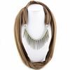 Stylish Fashion Scarf Necklace with Metal Spike Pendant – Elegant Infinity Scarf for Women, Boho Chic Statement Accessory