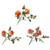 Artificial Rose Flower Realistic Vintage Fake Rose Bouquet with 2 Heads Blooms And 3 Buds for Wedding Flower Arrangement Home Party Table Centerpiece