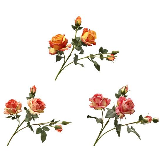 Artificial Rose Flower Realistic Vintage Fake Rose Bouquet with 2 Heads Blooms And 3 Buds for Wedding Flower Arrangement Home Party Table Centerpiece