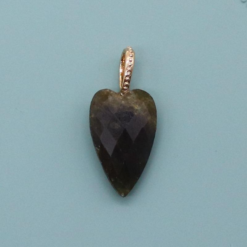 Hot-selling natural stone cut face heart-shaped picture stone pendant tiger's eye stone large ring pendant DIY jewelry accessories