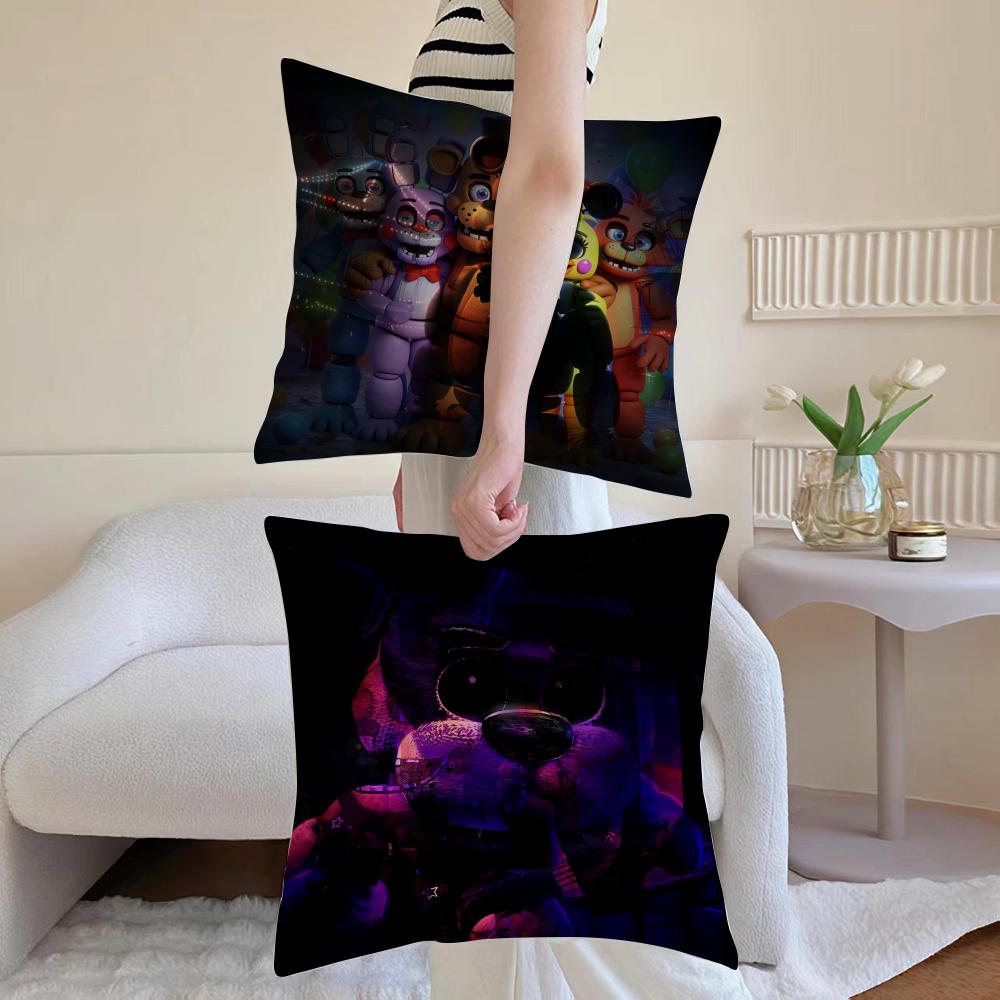 Movie Five N-Nights At F-Freddys2 Cushion Cover Anti-dustmite Pillowcase Invisible Zipper Silky Short Plush Sofa Cushion Cover
