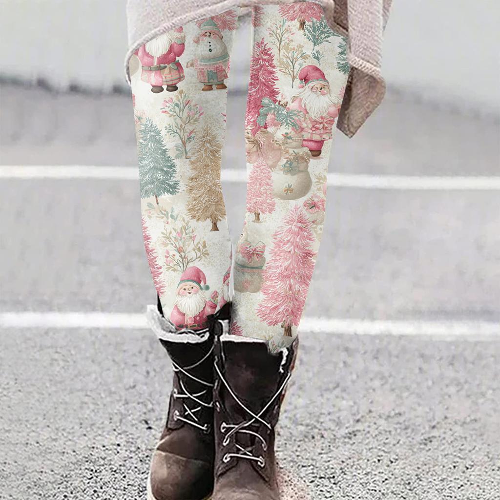 Women's Christmas Print Slim Fit Elastic Yoga Casual Pants