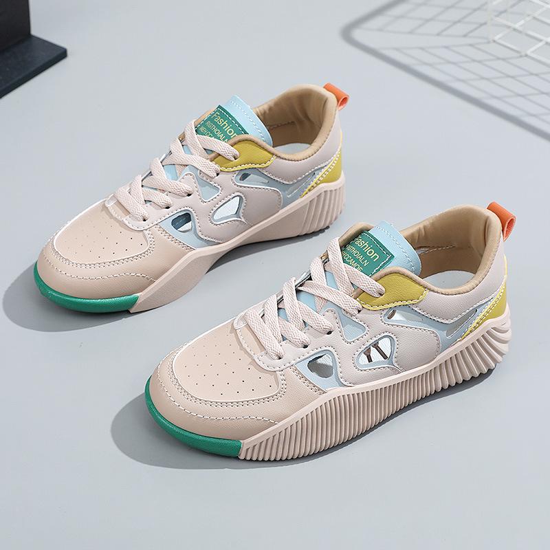 

[Customized] ZY16608 hollow breathable board shoes for women s 2025 spring and summer new thick-soled heightening sports trend 35