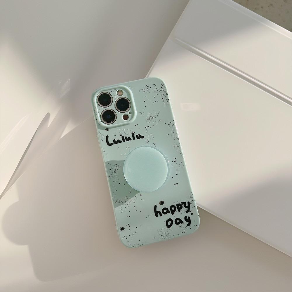 

Simple Ink Dot Iphone13 Suitable for 14promax IPhone Case 15 Solid Color Bracket 12 Silicone 16 Soft 11 12pro