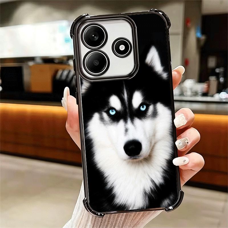 Alaskan Husky Cute Dogs Plating Phone Case For Xiaomi Redmi Note 14 15 Pro Plus 13 12 11 11S 11T 10 9S 9 5G Anti-Fall Airabag Co