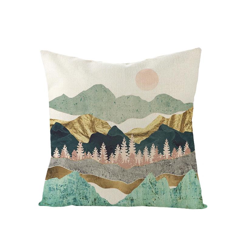 Home Landscape Polyester Pillowcase Home Digital Printing Sofa Cushion Waist Pillowcase