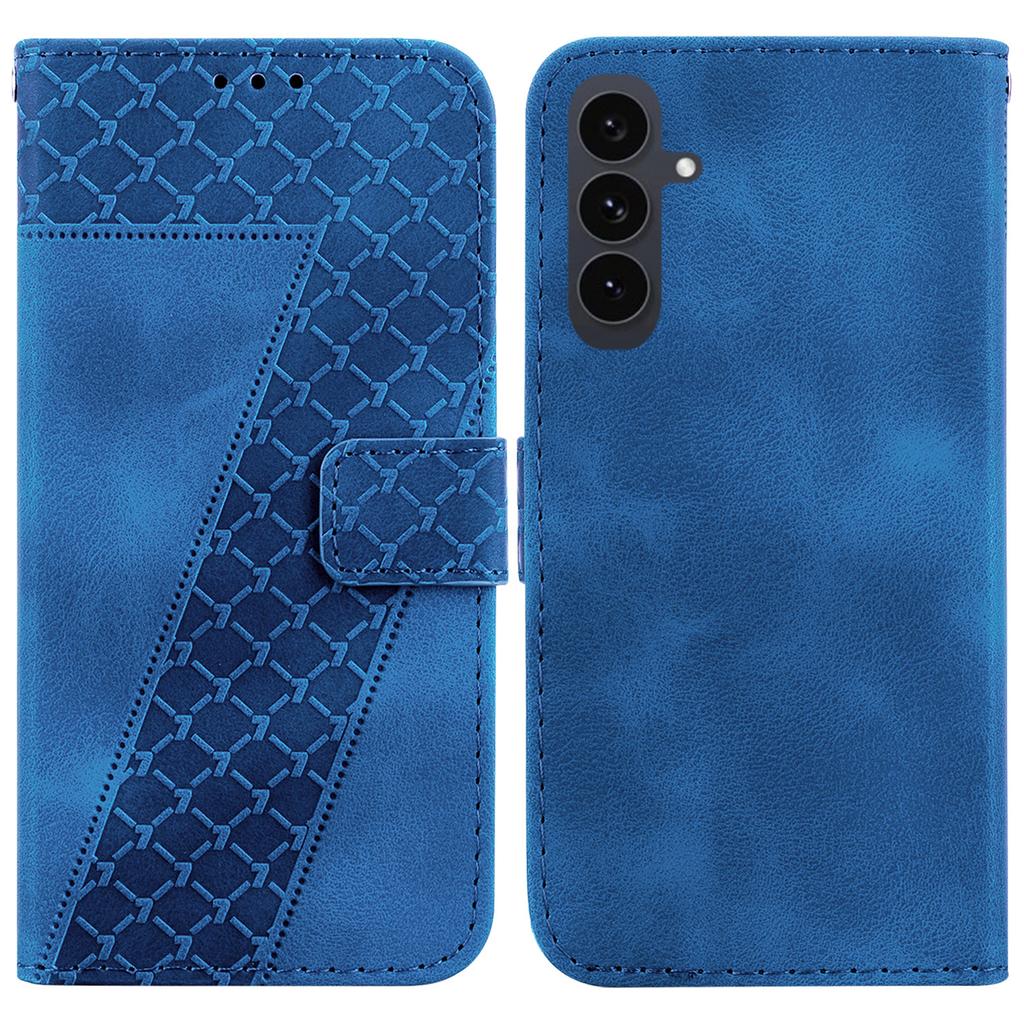 For Samsung Galaxy S25 FE Stand Case 7-Shaped Pattern Imprint Leather Phone Cover with Strap
