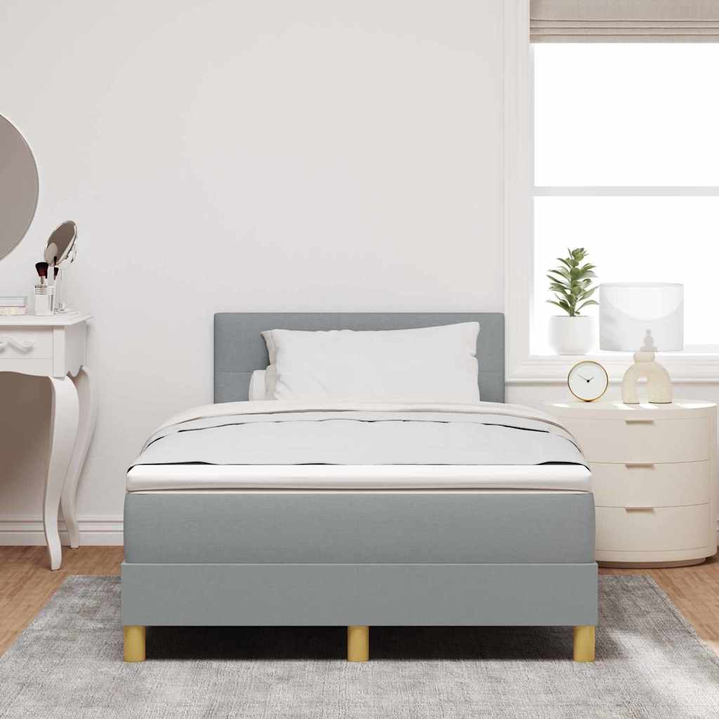 LED Boxspring Bed with Headboard Light Gray 120 X 200 Cm Fabric