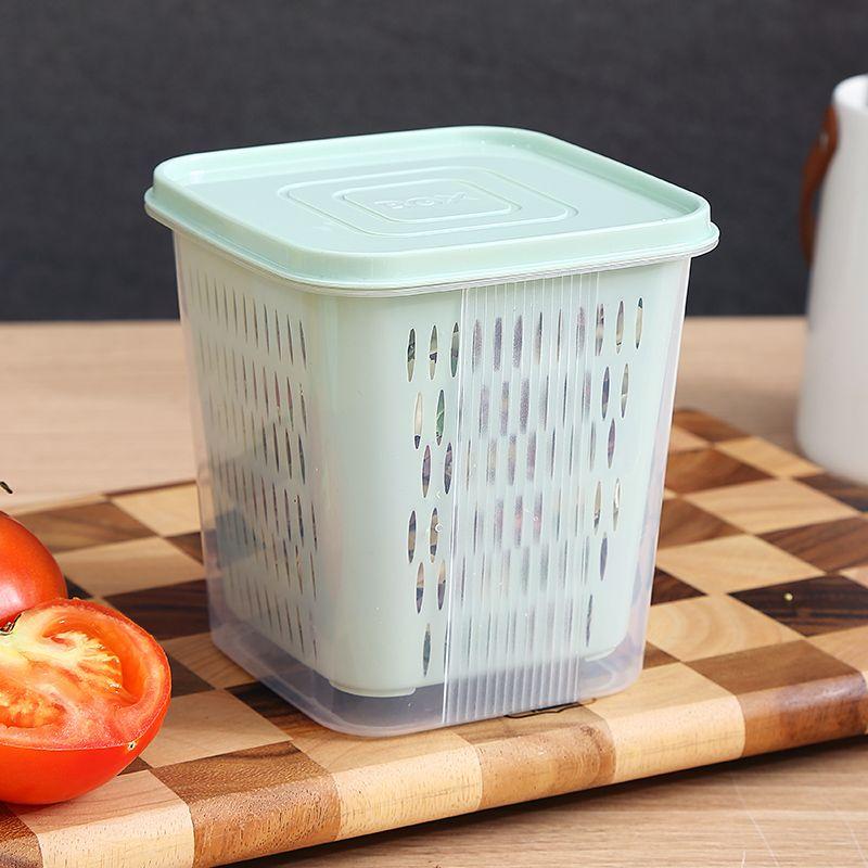 Household Food Storage Container Onion Ginger Garlic Drain Boxes with Lid Fruit Refrigerator Organizer Food-grade Kitchen Box
