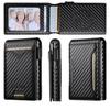 Men's High-Capacity Leather Card Holder with Automatic Pop-Up Mechanism