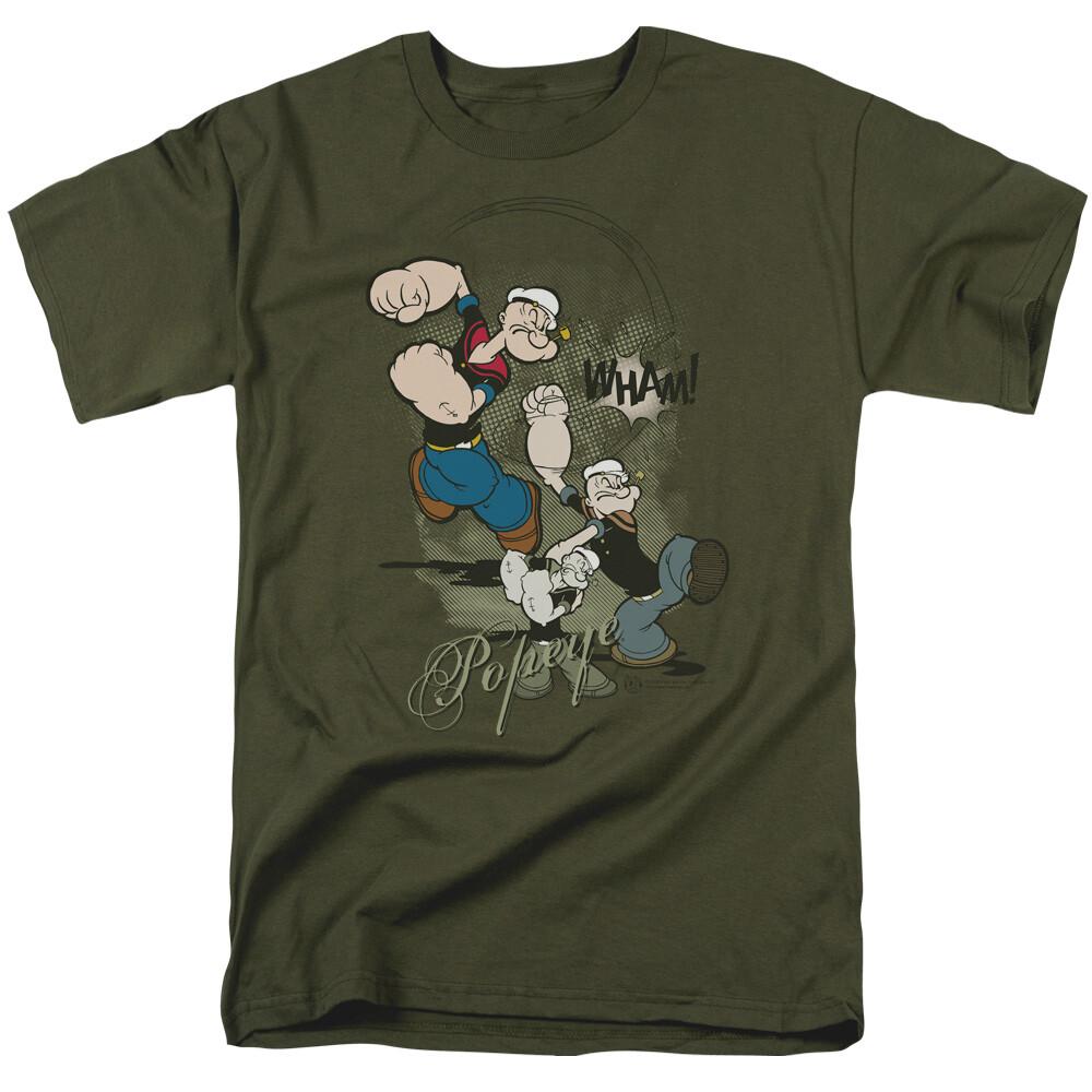 26 Popeye Three Part Punch T Shirt Mens Licensed IDW Comic Tee Military Green Unisex T-Shirt XXXXL