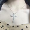 Ma Siwei Full Diamond Cross Necklace - Niche Design Layered Pendant, American-Style Clavicle Chain, Perfect Gift for Girlfriend
