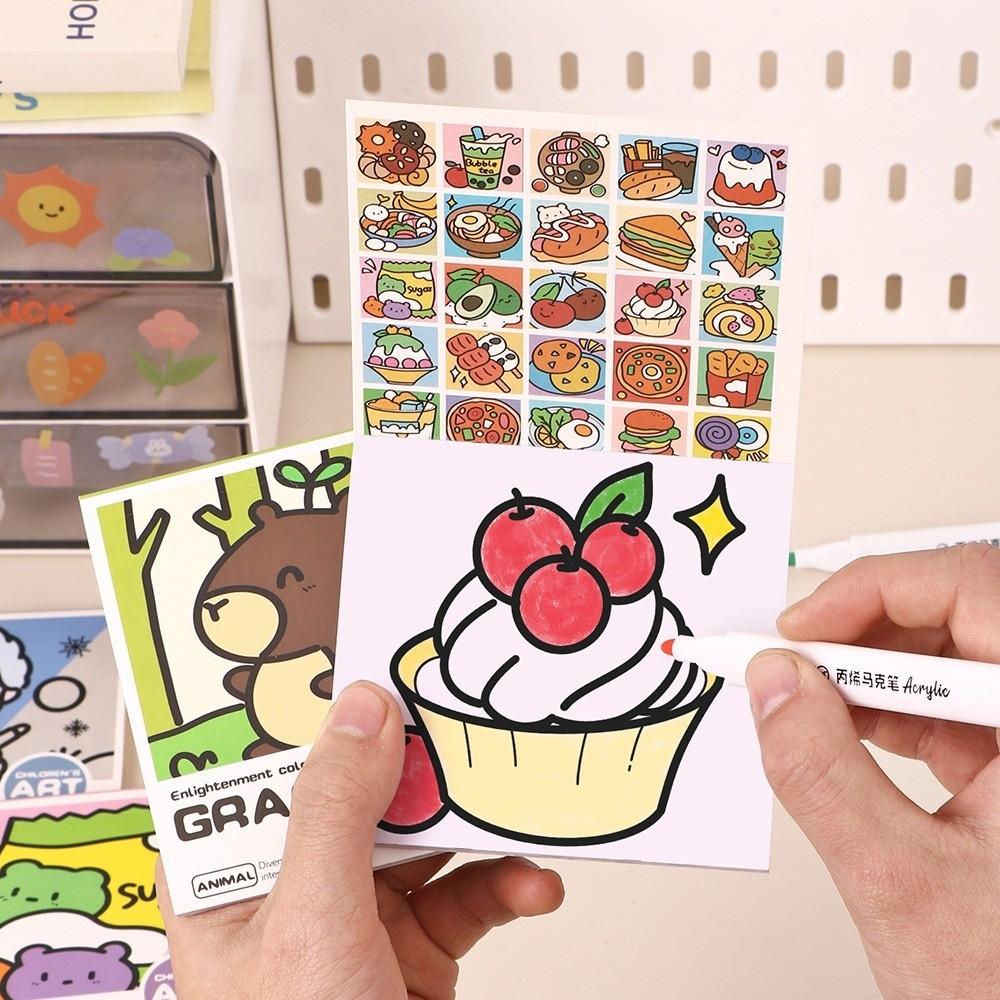 Portable Cartoon Coloring Book 25Sheets Painting Album Graffiti Coloring Books  Creative Learning