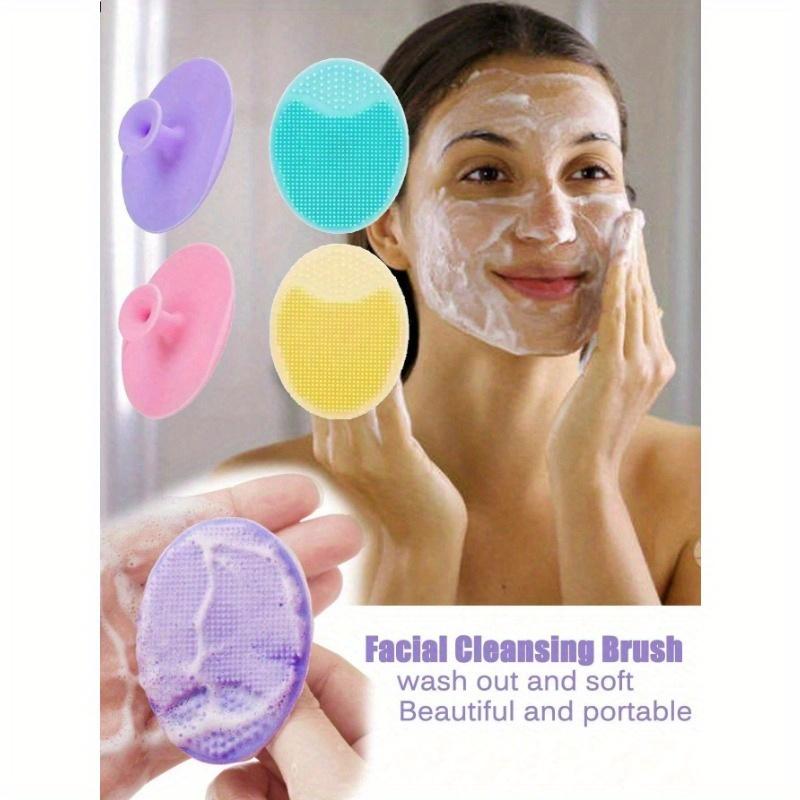 1Pcs Facial Cleanser Mini Handheld Oval Scrubber Massage Brush with Hair Water Deep Cleansing Gentle Exfoliating Massaging Facial Cleanser Skin Care