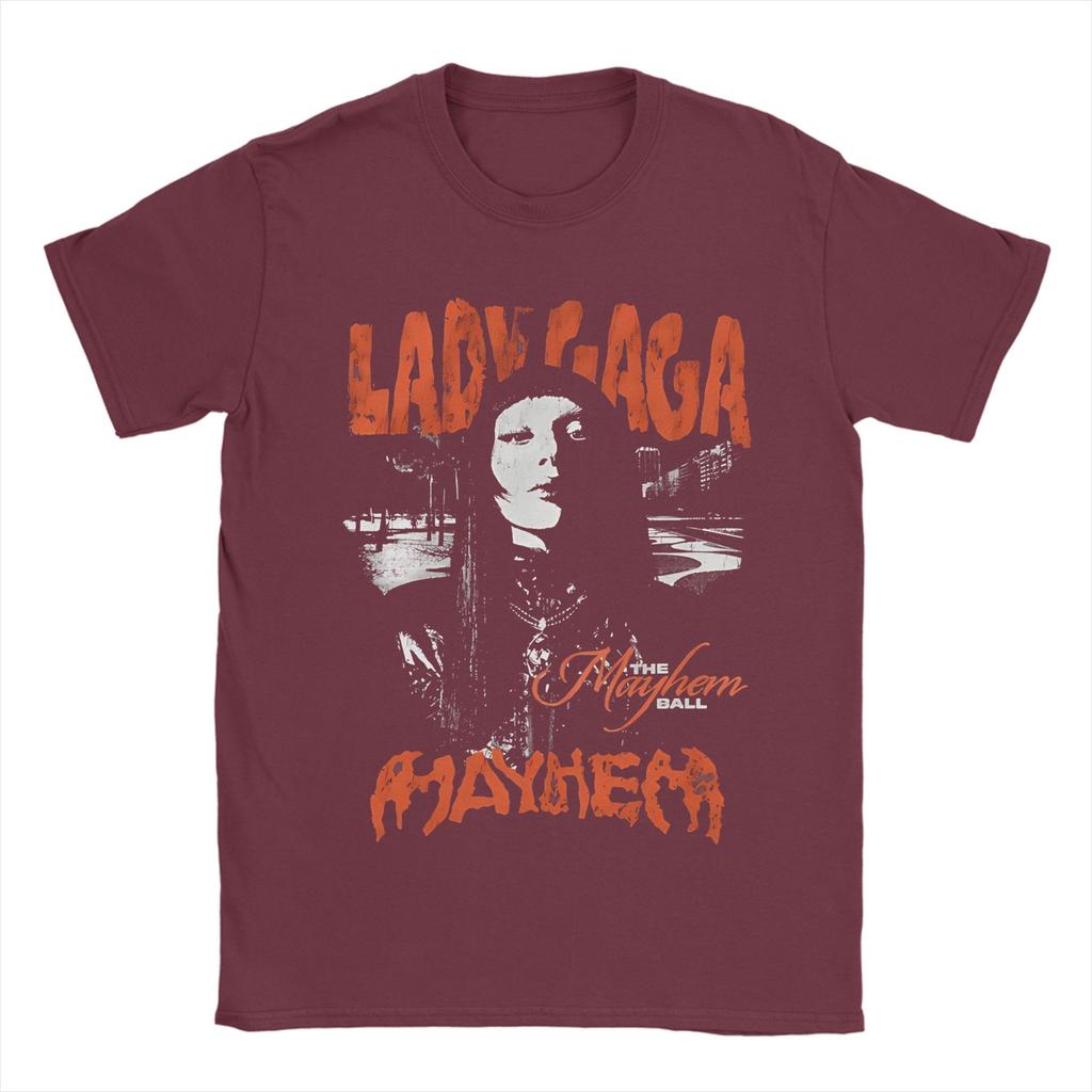Lady Gaga  The Mayhem Ball Tour   Tshirt Unisex Cotton Top Tee Harajuku  Round Neck Short Sleeve