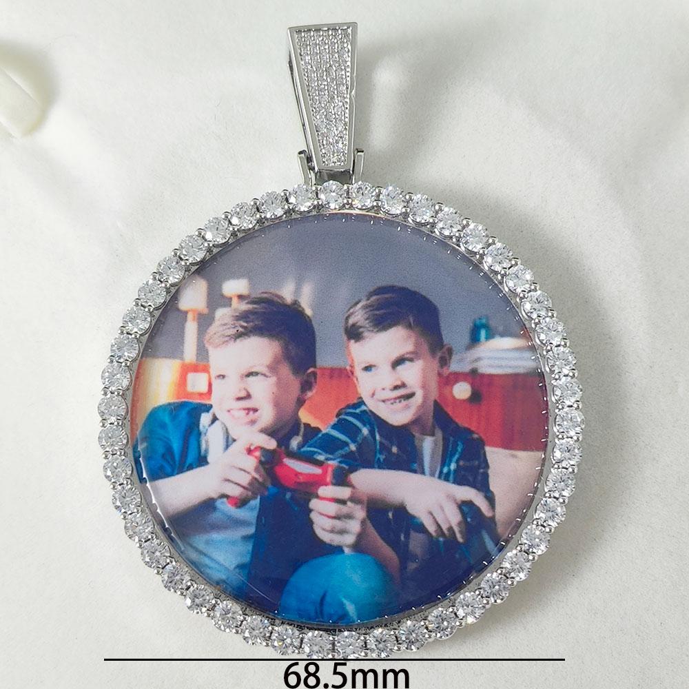 Free Laser Custom Photo Necklace Men Women Personalized Jewelry Any Picture Pendant 26/35/45/68.5mm Size Round Charm