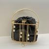 Metal Heavy Industry Handmade Beaded Pearl Suits Banquet Vegetable Basket Birdcage Bag