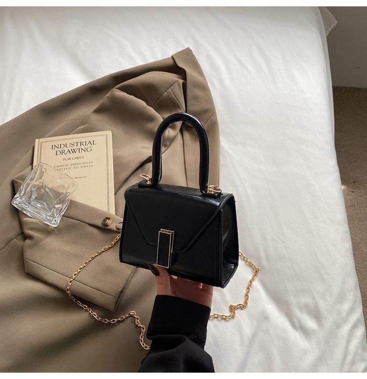 Temperament Fashion Casual Women's 2025 New Summer Texture Solid Color Chain One Shoulder Crossbody Portable Small Square Bag