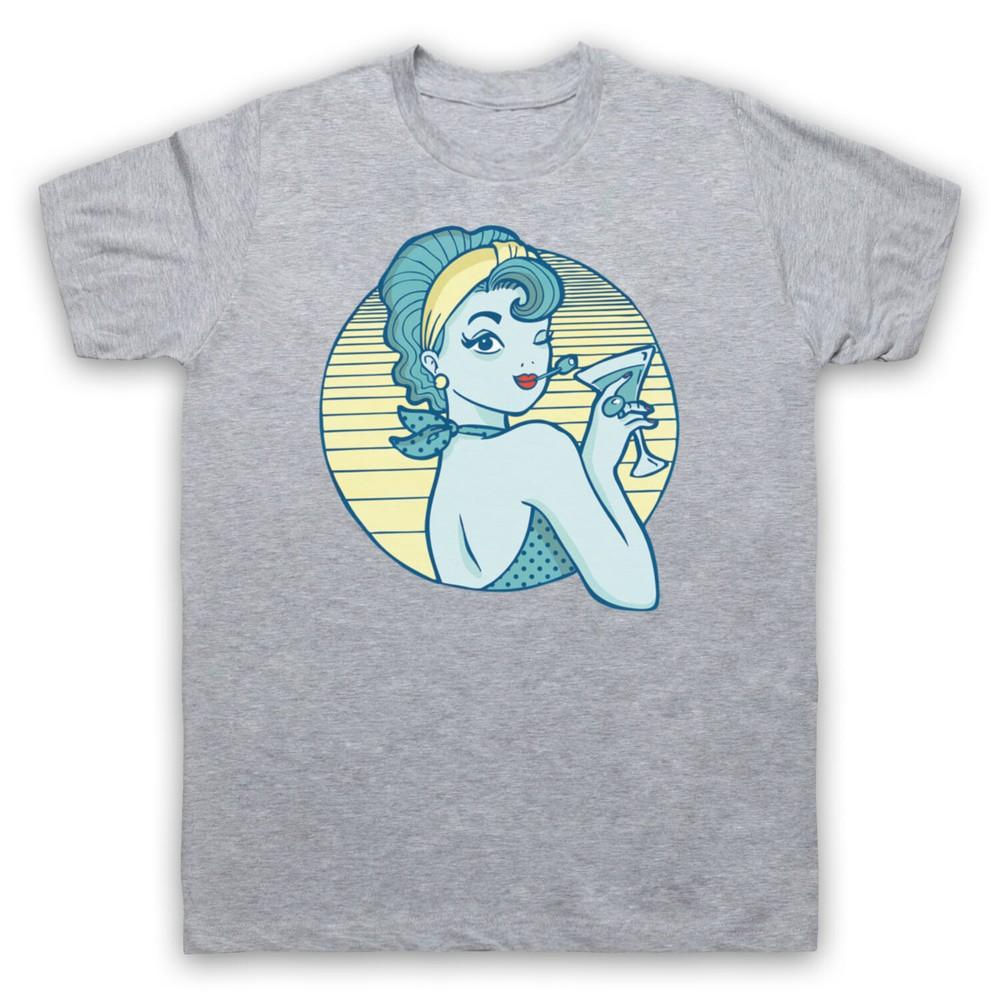 

Pin Up Cocktail Lady Illustration Graphic Art Cool Mens And Womens T-Shirt S
