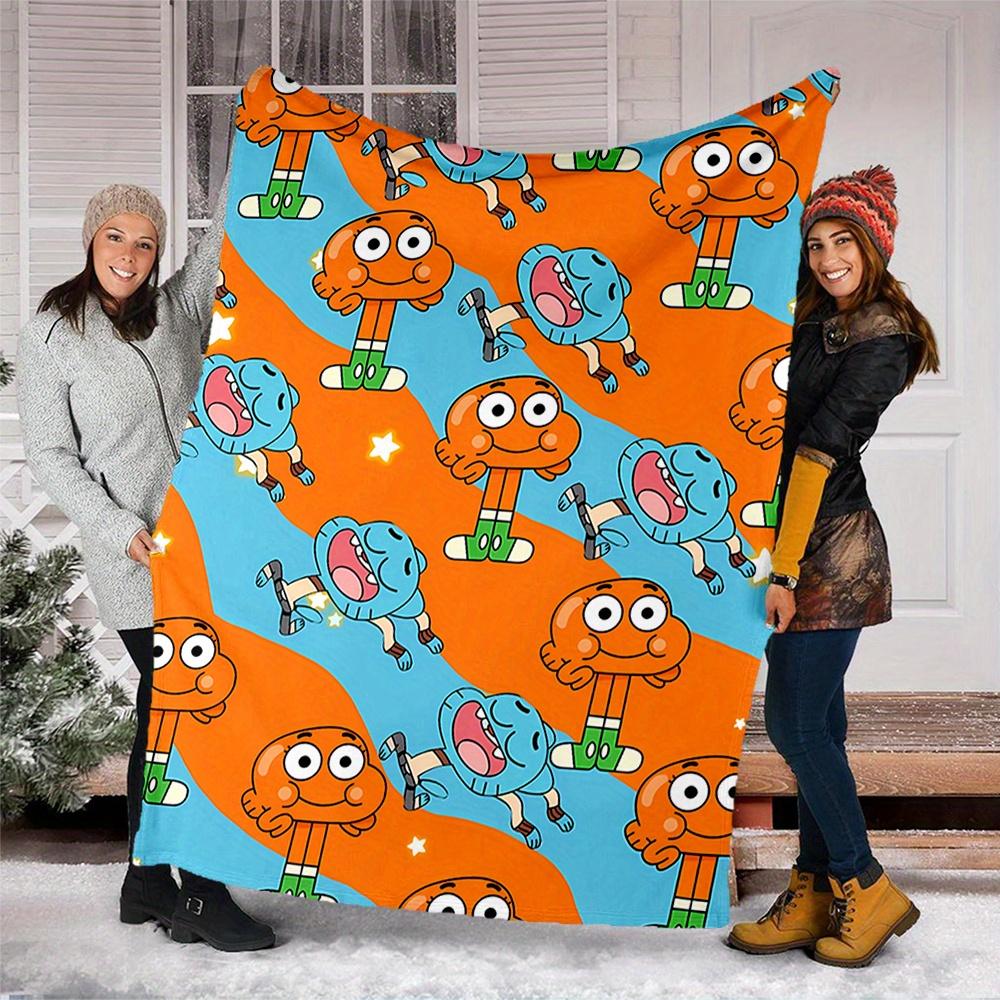 1pc Gumball, Penny, Cartoon Digital Printed Flannel Blanket, Super Soft Plush Fleece Bed Cover, Multipurpose Four Season Blanket for Sofa, B