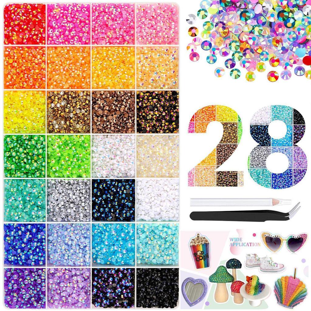 Strass colorati in resina da 3 mm: 40 Colori AB e Gelatina per Abbigliamento Fai-da-Te, Nail Art e Telefoni