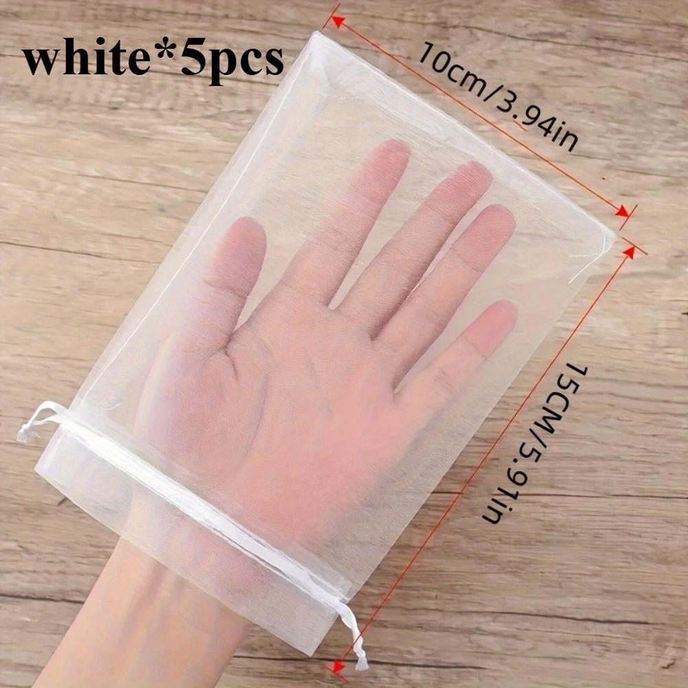 5pcs Breathable Mesh Organza Bags Measuring, Transparent Drawstring Bags Suitable for Wedding Gifts, Jewelry Packaging