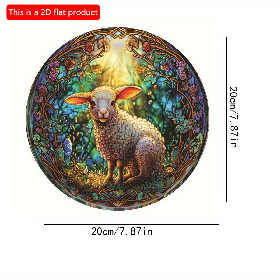 2D Flat 20cm sheep flowers Wooden Wall Hanging Decor - green Universal Holiday Wooden Pendant, Home Decoration, Welcome Sign Party Decor, Wood Crafted