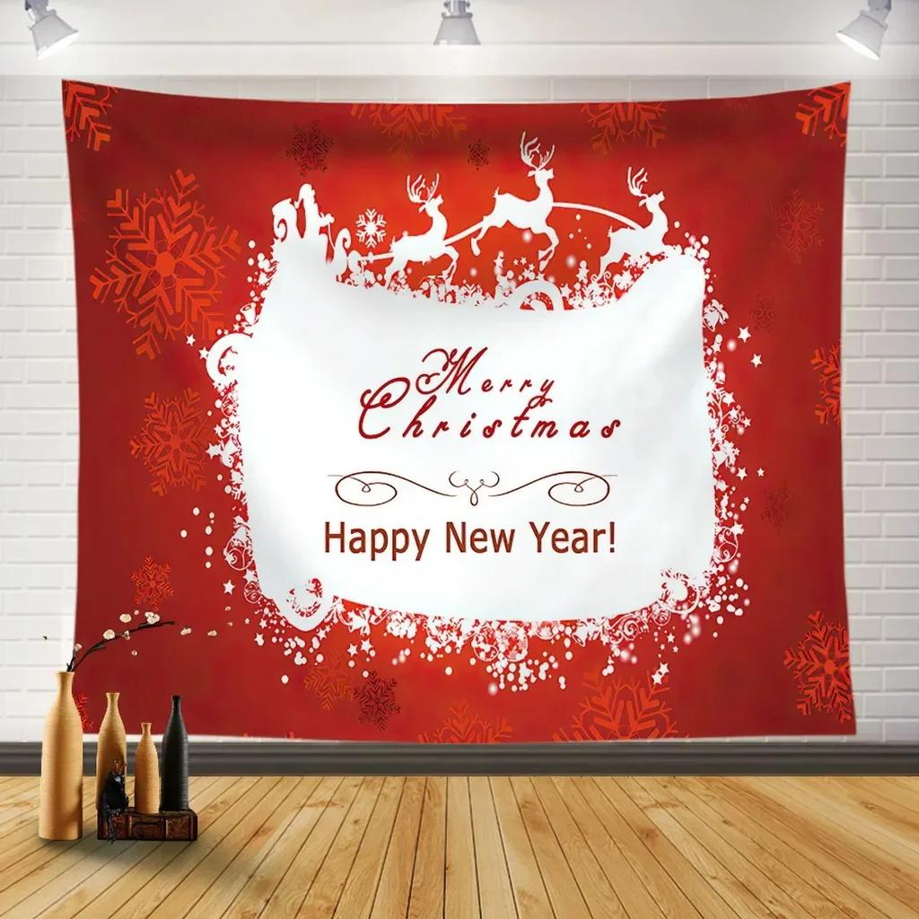 Christmas Party Red Background Tapestry Bedroom Living Room Home Christmas Decoration Tapestry