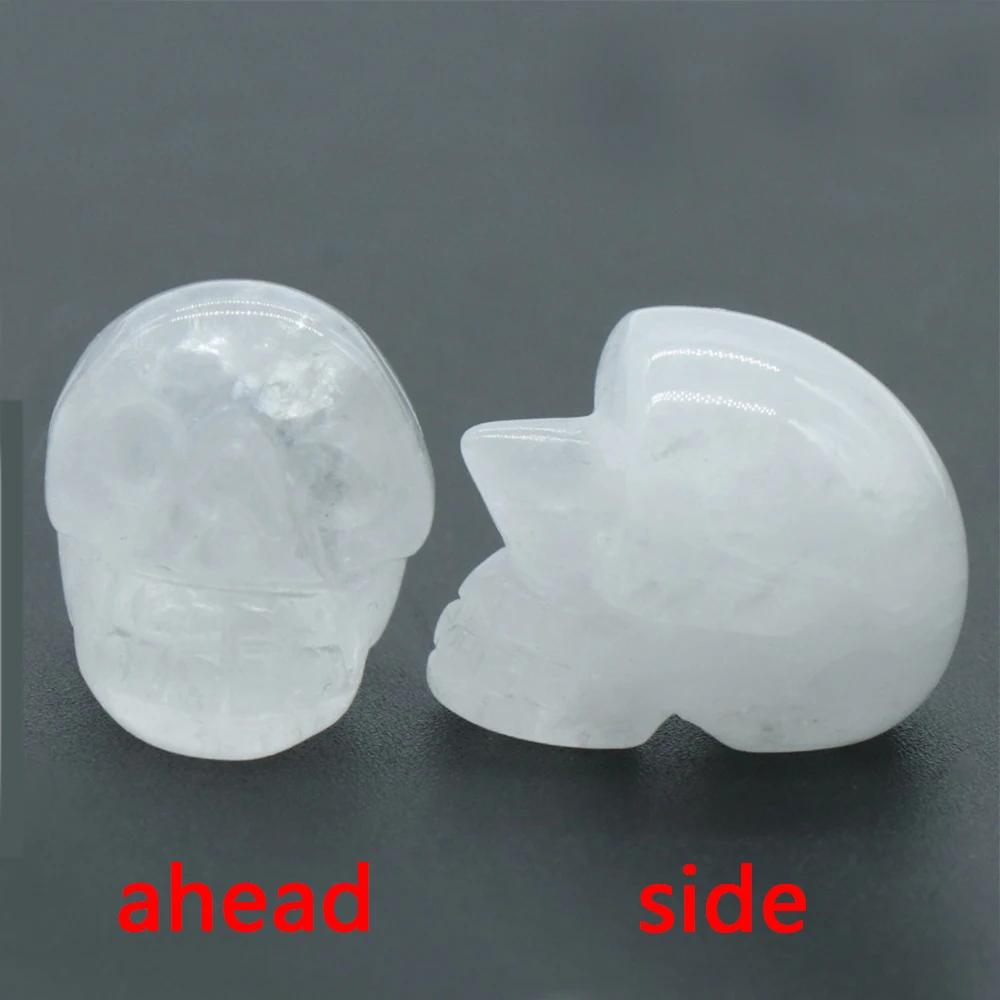 Natural Crystals Skulls Mineral Ghost Head Polished Carved Halloween Gift Desktop Home Decor Stone Crafts Skull Statues 14Colors