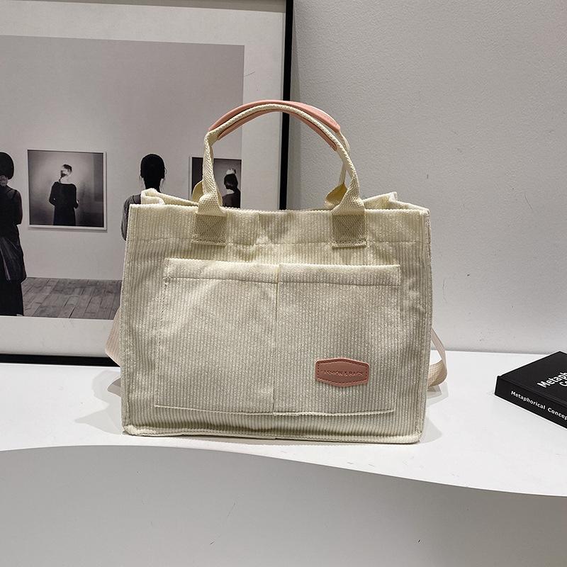 

Холщовая сумка женская сумка большой вместимости 2025 новая модная универсальная полосатая бархатная сумка-мессенджер сумка-тоут с широким плечевым ремнем сумка-тоут