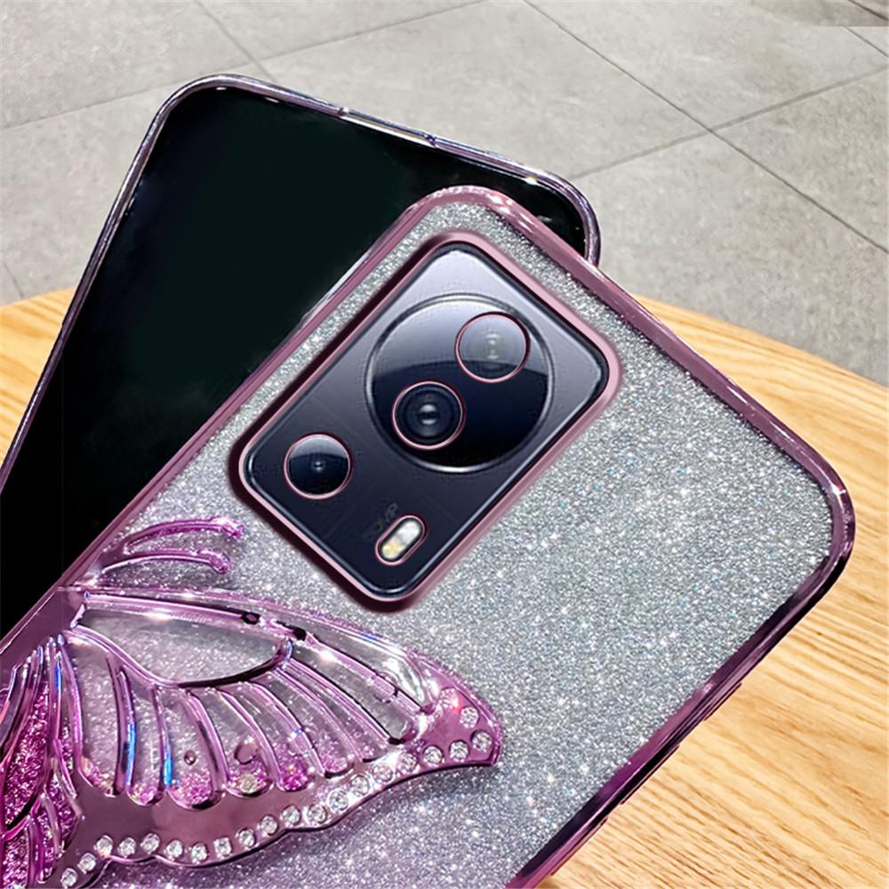 Mi13T Gradient Butterfly Quicksand Phone Case For Xiaomi Mi 13T Pro 13 11 Lite 11T 12T POCO X6 X3 M6 Pro C65 C55 C40 Soft Cover
